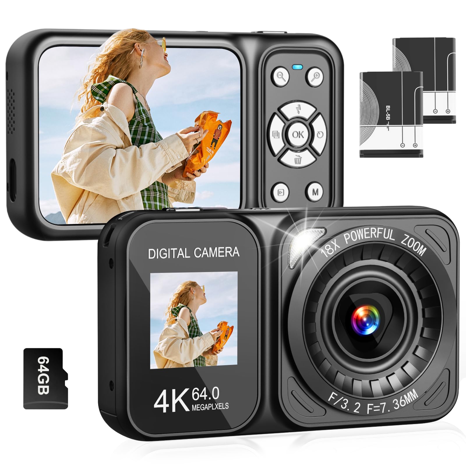 Amazon.com : QUOLODOO Digital Camera, 4K 64MP Dual Screens Camera